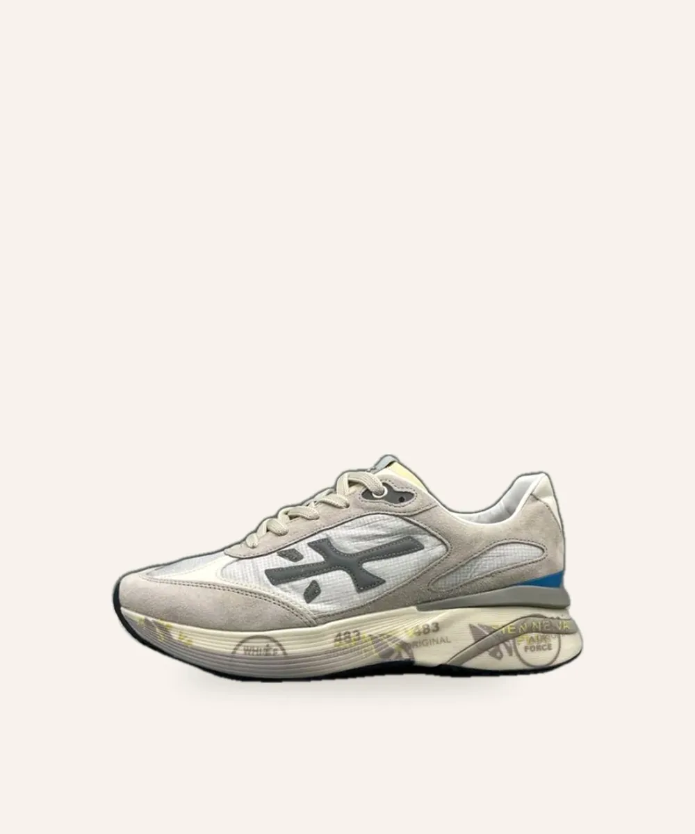 Premiata — Sneaker running — Blanc & gris perle