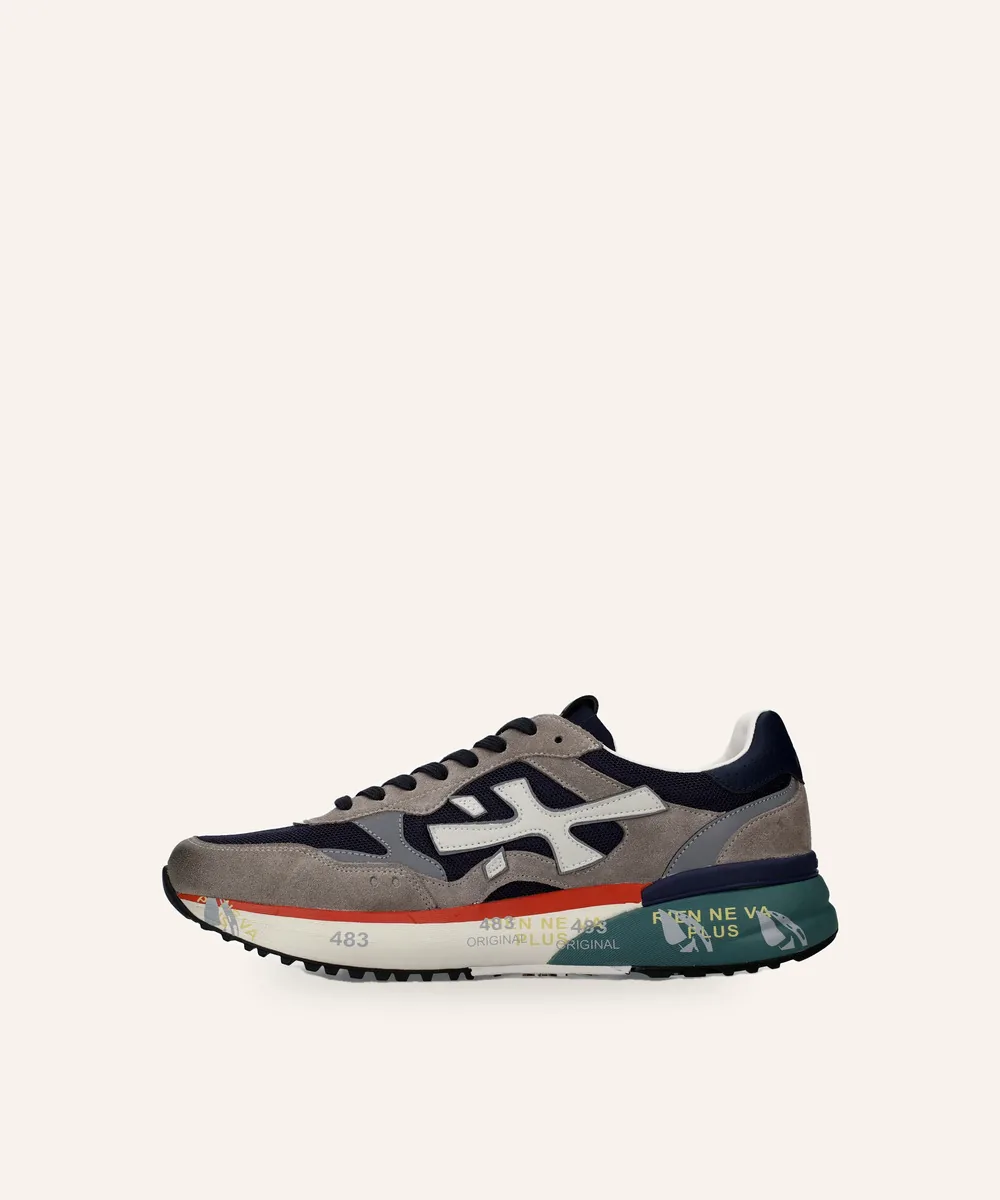 Premiata — Sneaker running — Taupe & bleu nuit